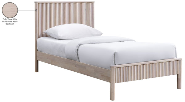 Meridian Furniture Kivo Solid Wood Twin Bed with Slatted Headboard for Modern and Mid-century Style Bedrooms Natural KivoNatural-T