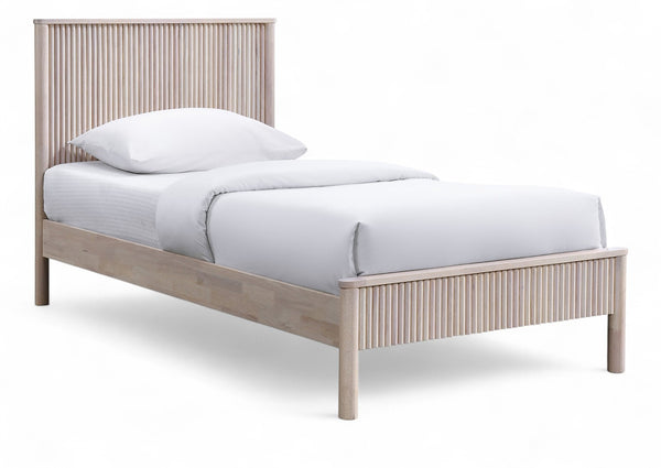 Meridian Furniture Kivo Solid Wood Twin Bed with Slatted Headboard for Modern and Mid-century Style Bedrooms Natural KivoNatural-T
