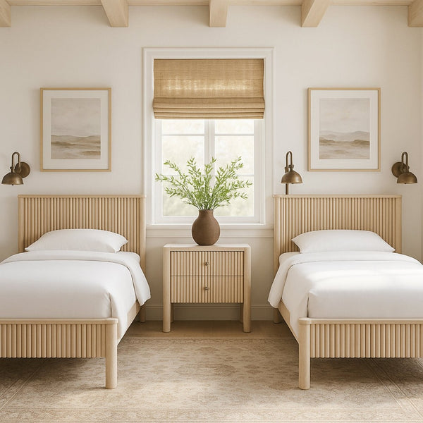 Meridian Furniture Kivo Solid Wood Twin Bed with Slatted Headboard for Modern and Mid-century Style Bedrooms Natural KivoNatural-T
