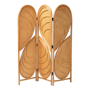 Baxton Studio Bali & Pari Kiyoko Handwoven Natural Rattan Trifold Privacy Screen Boho Divider Kiyoko-Light Honey Rattan-Dividers