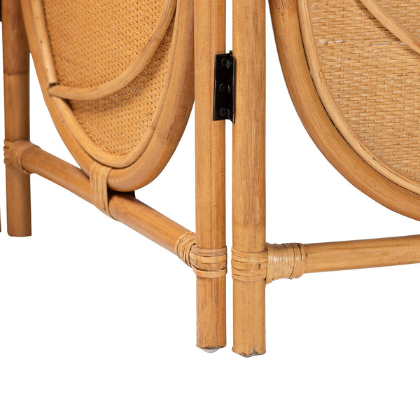 Bali & Pari Kiyoko Handwoven Natural Rattan Trifold Privacy Screen Boho Divider