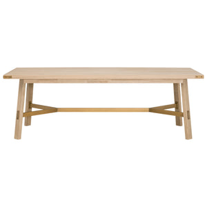 Essentials for Living Klein Dining Table Light Honey Oak, Brushed Gold