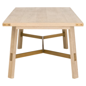 Essentials for Living Klein Dining Table Light Honey Oak, Brushed Gold