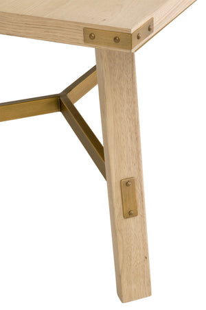 Essentials for Living Klein Dining Table Light Honey Oak, Brushed Gold