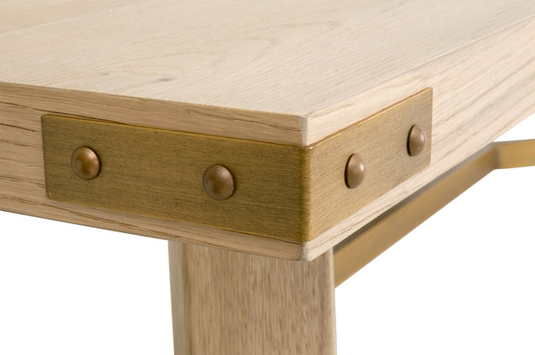 Essentials for Living Klein Dining Table Light Honey Oak, Brushed Gold