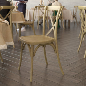 English Elm HERCULES Commercial Cross-Back Stackable Resin Chair for Indoor/Outdoor Use - Durable & Stylish Seating Chestnut L-9-M2-CHSNT-GG