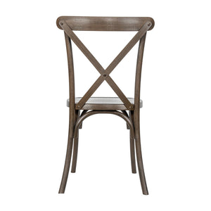 English Elm HERCULES Commercial Cross-Back Stackable Resin Chair for Indoor/Outdoor Use - Durable & Stylish Seating Dark Brown L-9-M2-DKBRN-GG