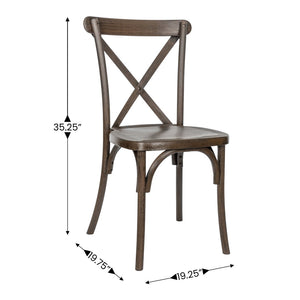 English Elm HERCULES Commercial Cross-Back Stackable Resin Chair for Indoor/Outdoor Use - Durable & Stylish Seating Dark Brown L-9-M2-DKBRN-GG