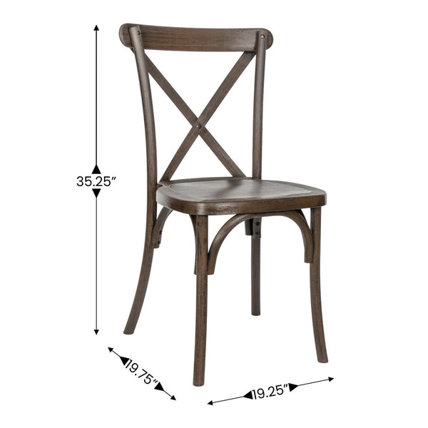 English Elm HERCULES Commercial Cross-Back Stackable Resin Chair for Indoor/Outdoor Use - Durable & Stylish Seating Dark Brown L-9-M2-DKBRN-GG