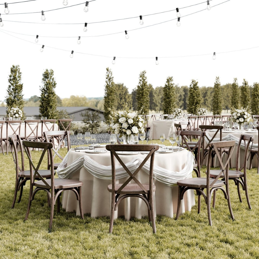 English Elm HERCULES Commercial Cross-Back Stackable Resin Chair for Indoor/Outdoor Use - Durable & Stylish Seating Dark Brown L-9-M2-DKBRN-GG