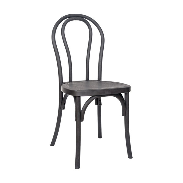 English Elm HERCULES Commercial-Grade Indoor/Outdoor Resin Thonet Style Chair - Stackable & Weather-Resistant Black L-9-M5-BLK-GG