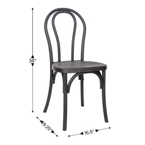 English Elm HERCULES Commercial-Grade Indoor/Outdoor Resin Thonet Style Chair - Stackable & Weather-Resistant Black L-9-M5-BLK-GG