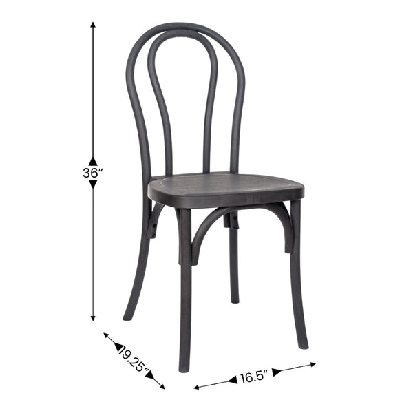 English Elm HERCULES Commercial-Grade Indoor/Outdoor Resin Thonet Style Chair - Stackable & Weather-Resistant Black L-9-M5-BLK-GG