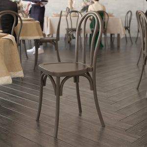 English Elm HERCULES Commercial-Grade Indoor/Outdoor Resin Thonet Style Chair - Stackable & Weather-Resistant Dark Brown L-9-M5-DKBRN-GG