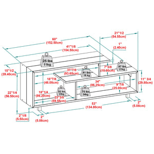 60in Rustic Modern Solid TV Stand - Stylish Asymmetrical Design for Organizing Your Living Room Space