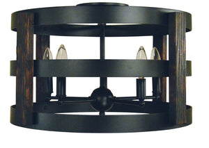 Framburg 5-light Matte Black Homestead Semi-flush Chandelier - Elegant Satin Brass Accents For Modern Style Matte Black Metal L1003 Mblack