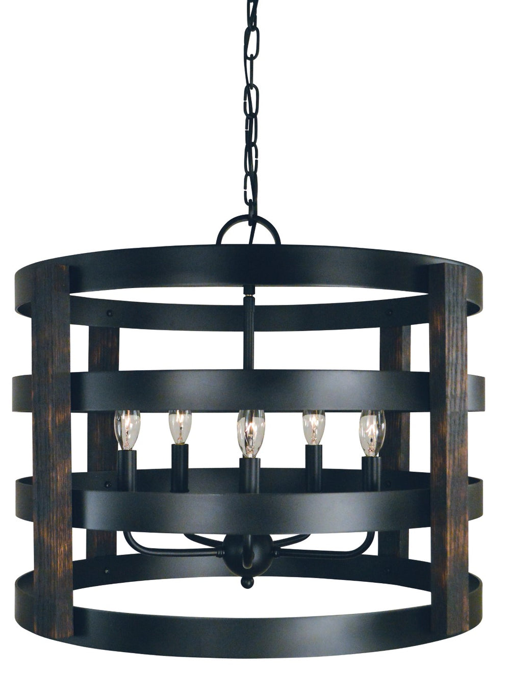 Framburg 5-light Elegant Matte Black Chandelier With Polished Nickel Accents For Stunning Home Décor Matte Black Metal L1005 Mblack