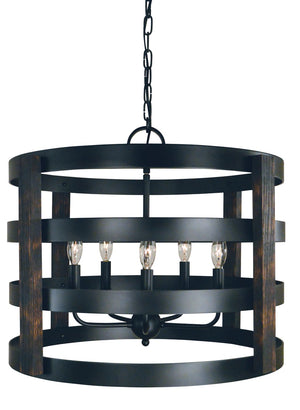 Framburg 5-light Elegant Matte Black Chandelier With Polished Nickel Accents For Stunning Home Décor Matte Black Metal L1005 Mblack