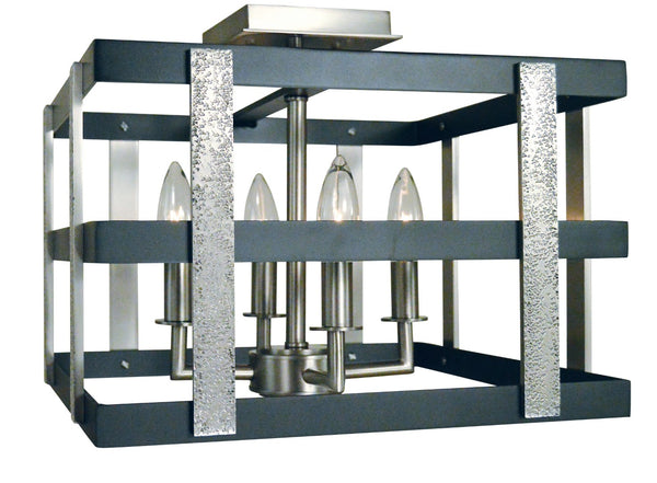 Framburg 4-light Brushed Nickel/Matte Black Montreaux Semi-flush Ceiling Light - Elegant Style For Any Room Brushed Nickel With Matte Black Accents Metal L1031 Bn/Mblack