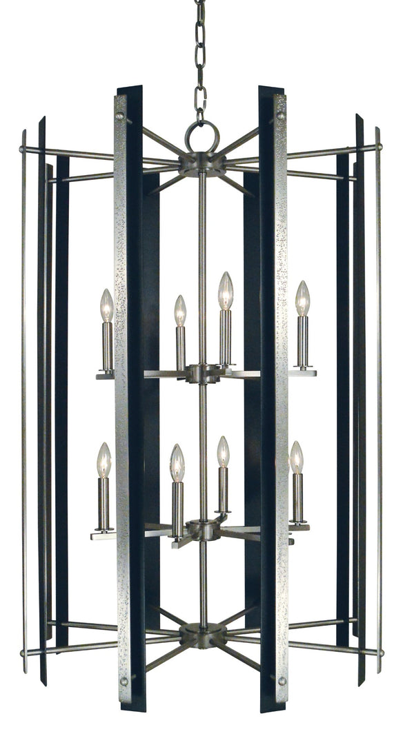 Framburg 12-light Elegant Chandelier In Sleek Finish – Perfect Lighting Solution For Stylish Home Décor Brushed Nickel With Matte Black Accents Metal L1062 Bn/Mblack