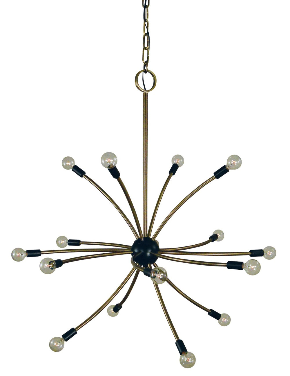 Framburg 16-light Antique Brass/Matte Black Comet Chandelier – Elegant Design For Modern And Classic Spaces Antique Brass With Matte Black Accents Metal L1076 Ab/Mblack
