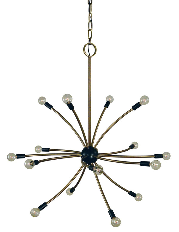 Framburg 16-light Antique Brass/Matte Black Comet Chandelier – Elegant Design For Modern And Classic Spaces Antique Brass With Matte Black Accents Metal L1076 Ab/Mblack