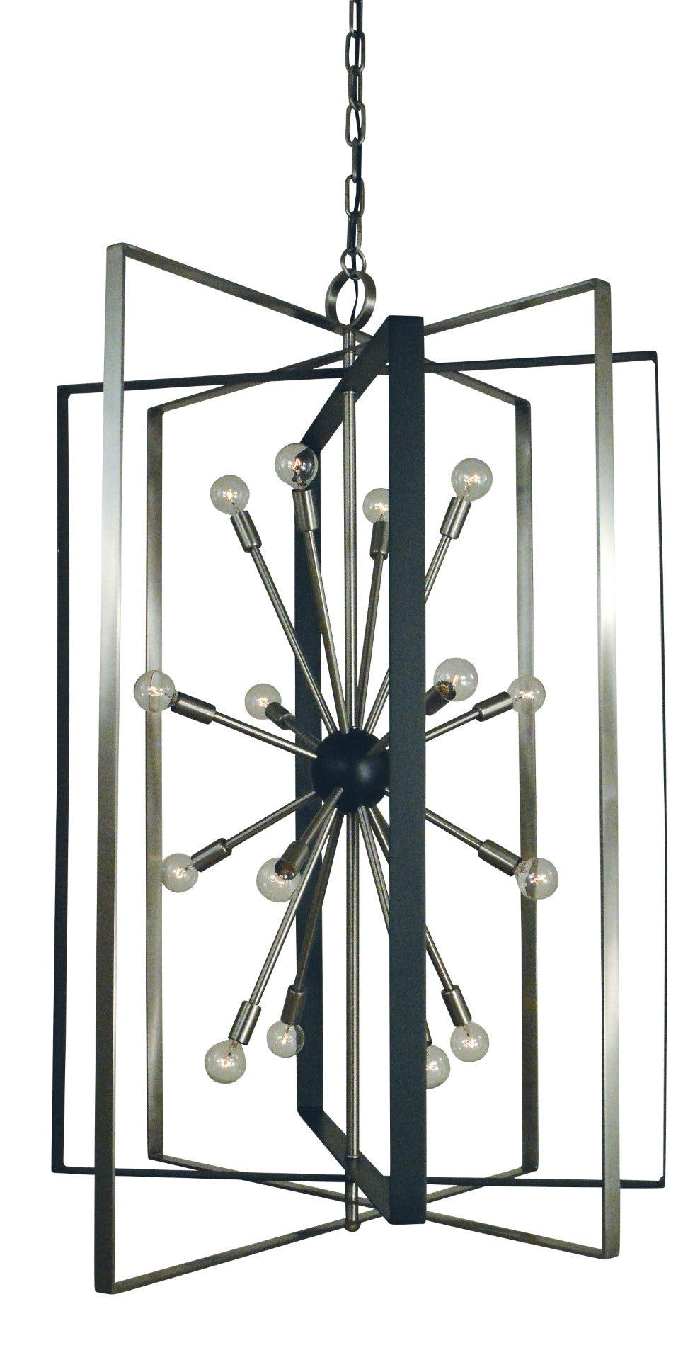 Framburg 16-light Brushed Nickel/Matte Black Interstellar Chandelier - Elegant Lighting For Modern Spaces Brushed Nickel With Matte Black Accents Metal L1092 Bn/Mblack