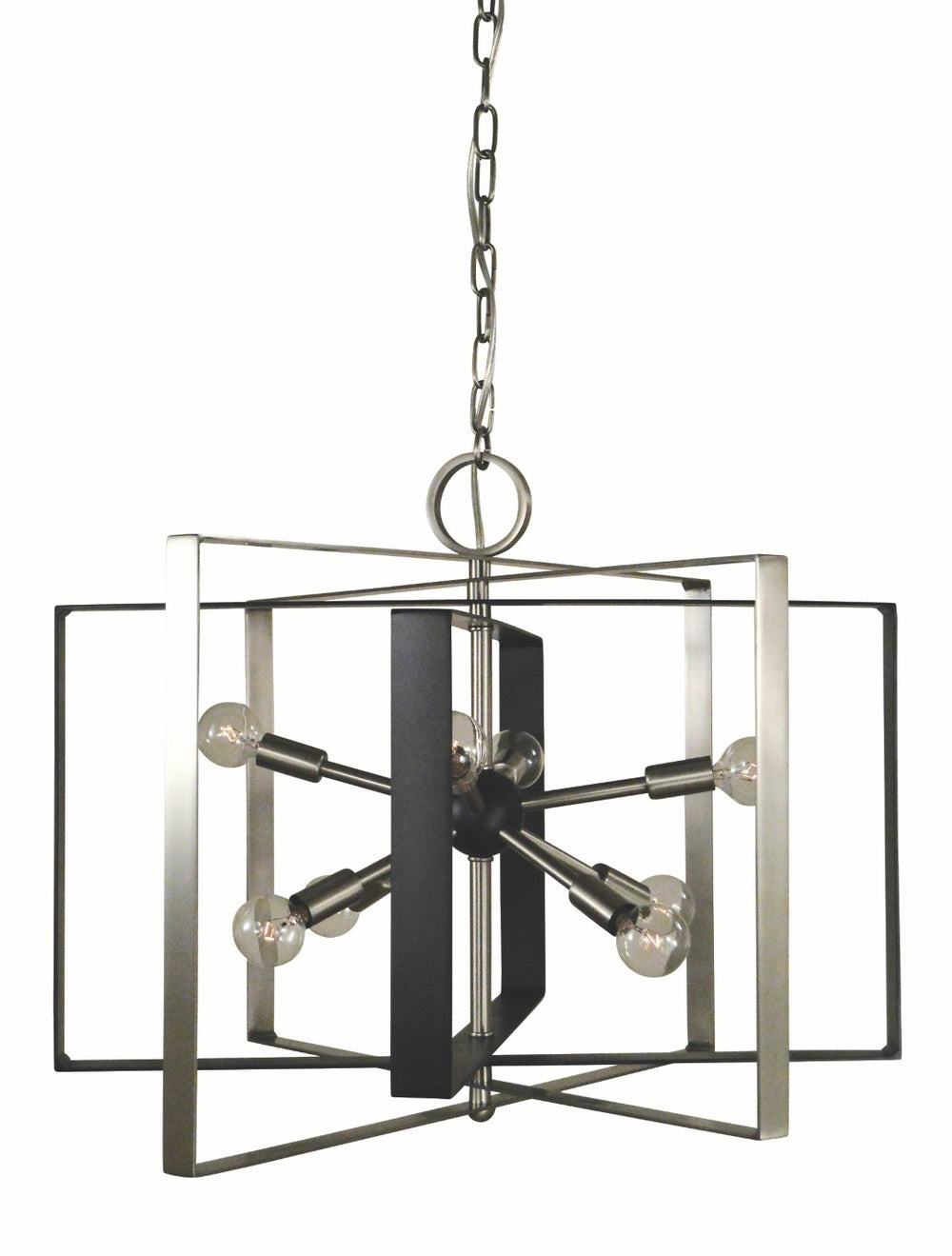Framburg 8-light Polished Nickel Interstellar Chandelier - Elevate Your Space With Stunning Elegance And Style Brushed Nickel With Matte Black Accents Metal L1098 Bn/Mblack