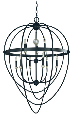 Framburg 9-light Stunning Matte Black Aurora Foyer Chandelier - Elegant Illumination For Any Space Matte Black Metal L1154 Mblack