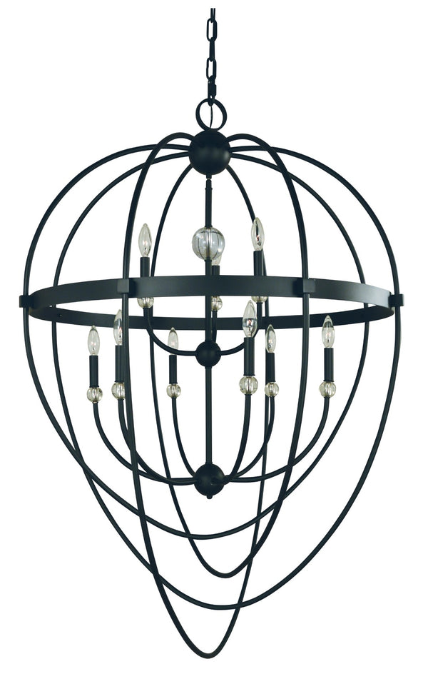 Framburg 9-light Stunning Matte Black Aurora Foyer Chandelier - Elegant Illumination For Any Space Matte Black Metal L1154 Mblack