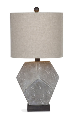 Basset Mirror Wallace Table Lamp – Unrefined Elegance With A Chic Cement Base And Stylish Drum Shade For Any Room Gray Resin,Hard Back Linen Shade L2977t