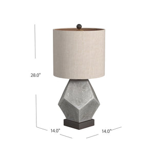 Basset Mirror Wallace Table Lamp – Unrefined Elegance With A Chic Cement Base And Stylish Drum Shade For Any Room Gray Resin,Hard Back Linen Shade L2977t