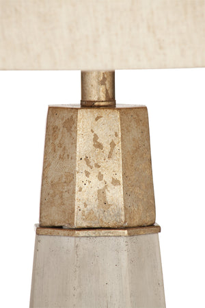 Basset Mirror Rowan Table Lamp - Modern Cement Base With Gold Accent & Elegant Linen Shade For Stylish Spaces Gray Cement,Hard Back Linen Shade L3223t