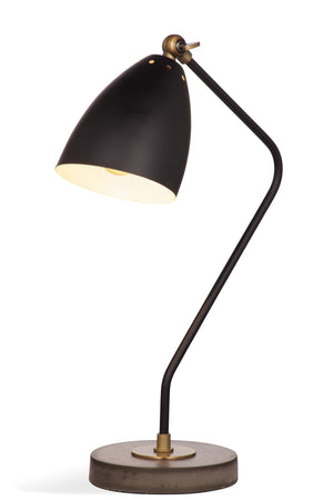 Basset Mirror Correll Task Lamp - Sleek Matte Black & Brass Metal Design With Sturdy Cement Base For Modern Spaces Black Metal L3421t