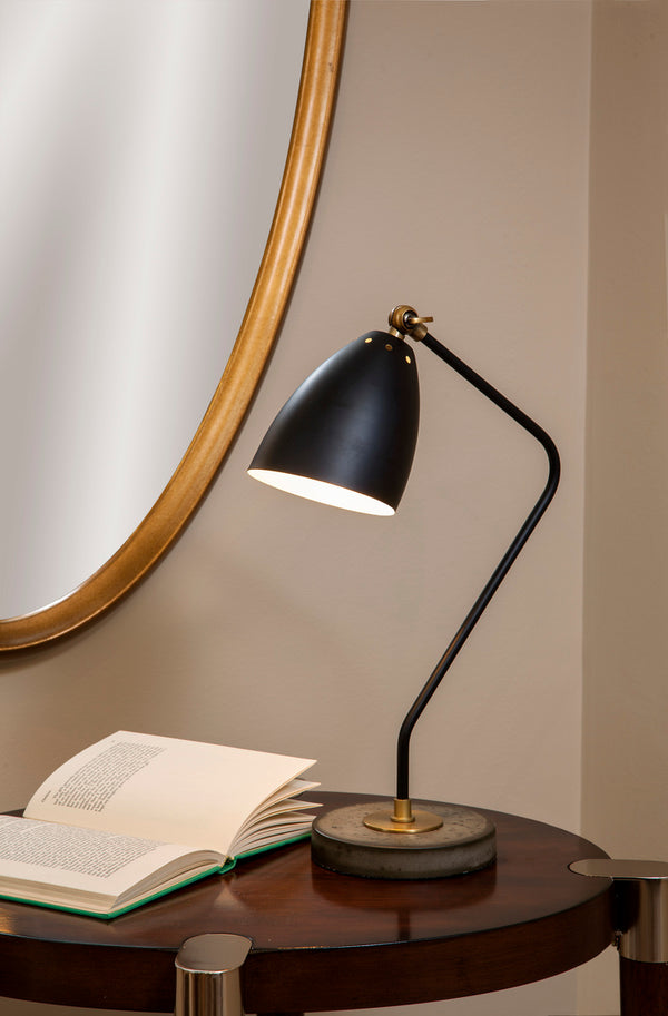 Basset Mirror Correll Task Lamp - Sleek Matte Black & Brass Metal Design With Sturdy Cement Base For Modern Spaces Black Metal L3421t