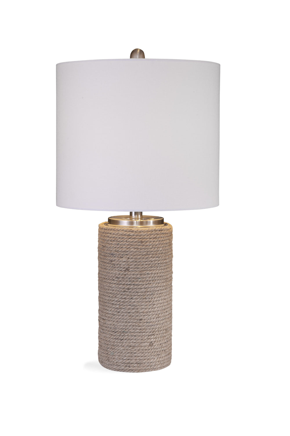 Basset Mirror Lakeland Table Lamp - Coastal Charm With Natural Rope Base & Crisp White Linen Shade For Any Room Brown Rope,Hard Back Linen Shade L3544t
