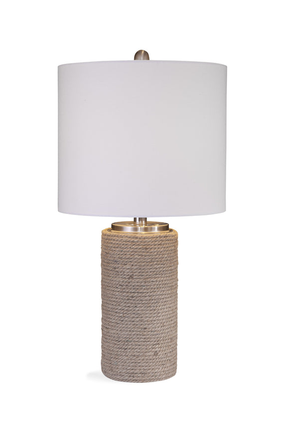 Basset Mirror Lakeland Table Lamp - Coastal Charm With Natural Rope Base & Crisp White Linen Shade For Any Room Brown Rope,Hard Back Linen Shade L3544t