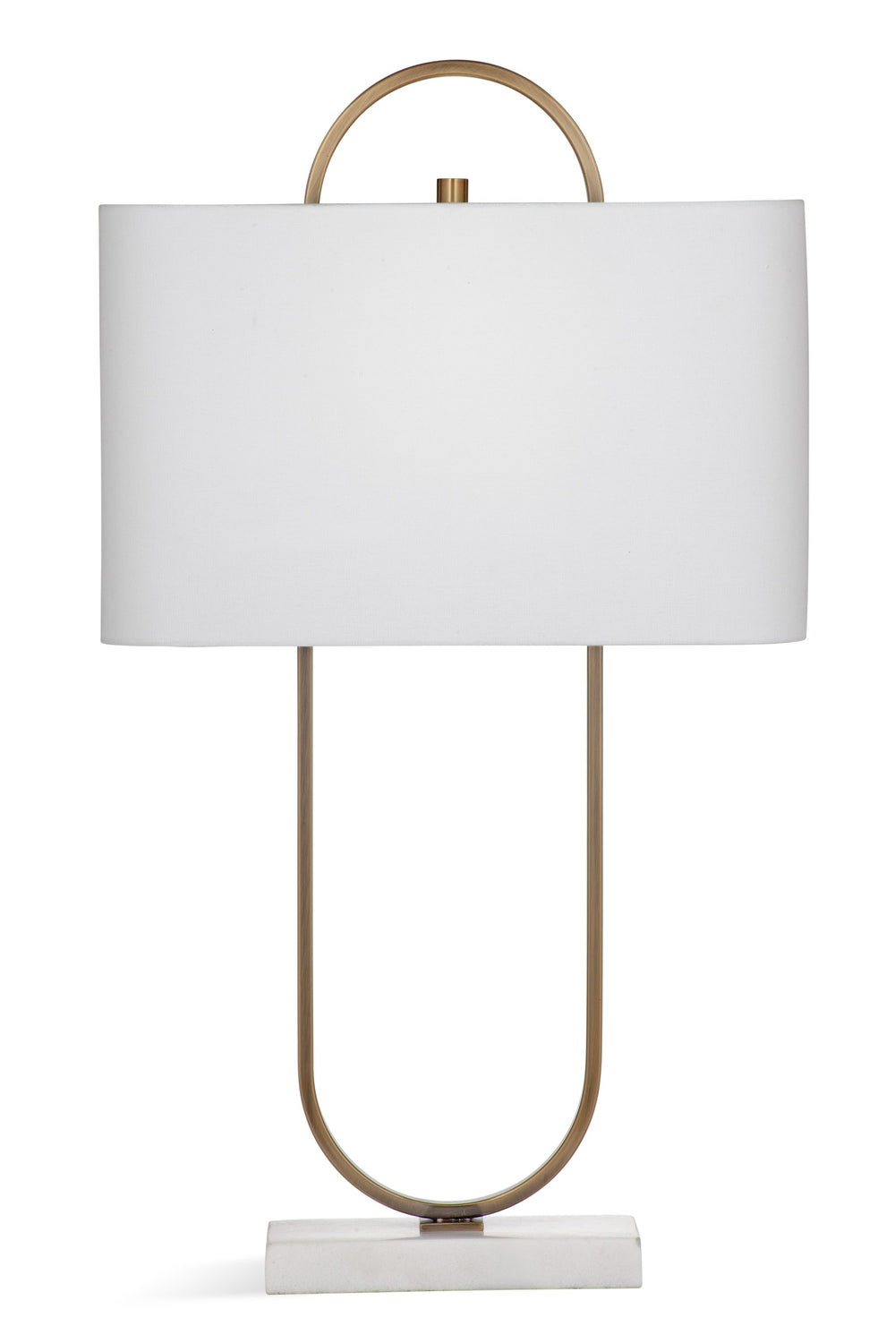 Basset Mirror Mabel Table Lamp - Modern Brass Finish With Elegant Marble Base & Oval White Linen Shade For Style Brass Metal ,Marble,Hard Back Linen Shade L3573t