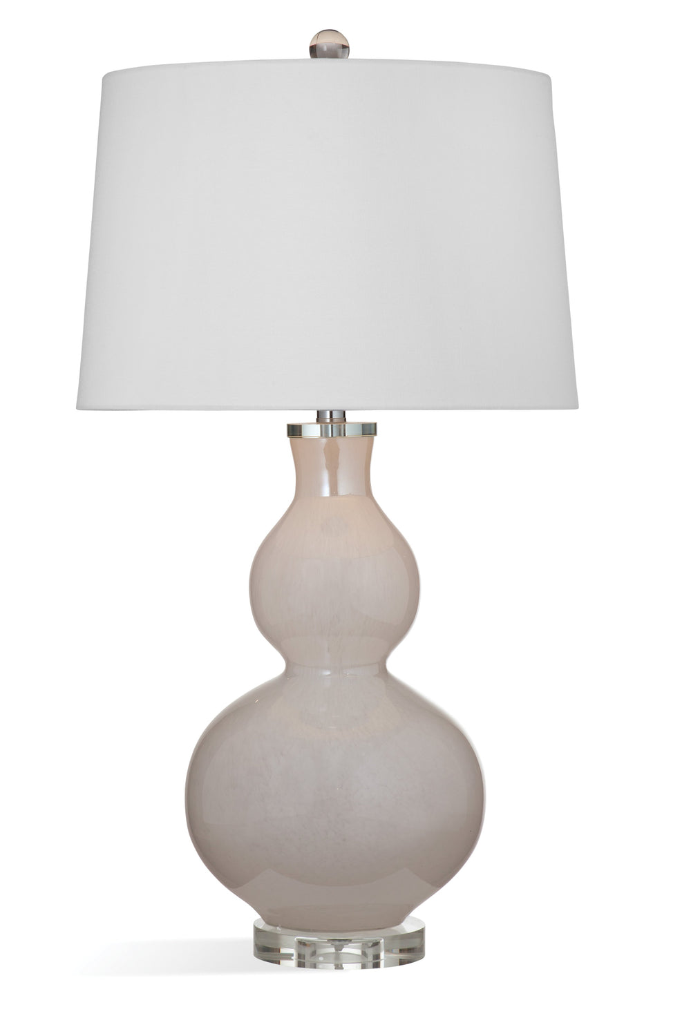 Basset Mirror Thayer Table Lamp - Stylish Glass Base With Crystal Accent & Elegant White Tapered Shade For Any Space White Glass,Hard Back Linen Shade L3717t