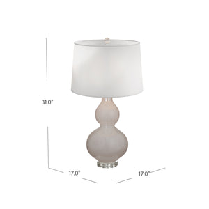 Basset Mirror Thayer Table Lamp - Stylish Glass Base With Crystal Accent & Elegant White Tapered Shade For Any Space White Glass,Hard Back Linen Shade L3717t