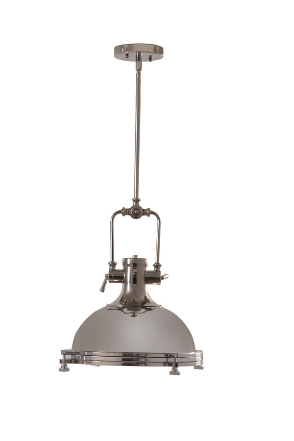 Basset Mirror Fennell Pendant: Modern Chrome Light Fixture With Industrial Style And Unique Porthole Glass Design Silver Metal L3763p
