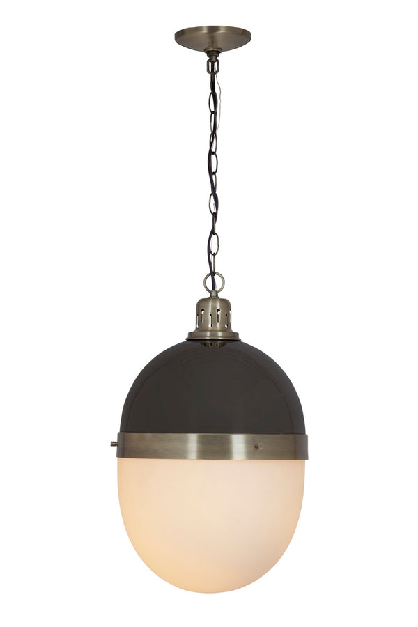 Basset Mirror Garfield Pendant - Unique Acorn-shaped Blackened Nickel Design With Frosted Glass Globe Charm Black Metal,Glass L3767p