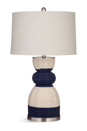 Basset Mirror Kareen Table Lamp - Elegant Rope Design With Drum Shade For A Stylish And Cozy Home Ambiance Blue Natural Linen Rope,Steel,Hard Back Linen Shade L4224t