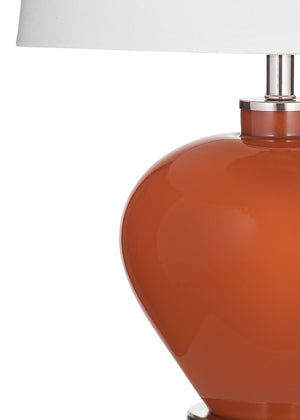 Basset Mirror Mizz Table Lamp - Elegant Ceramic Design With Tapered Shade For Modern Home Décor And Lighting Orange Glass,Metal,Hard Back Linen Shade L4245t
