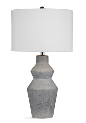 Basset Mirror Roster Table Lamp - Stylish Cement Design With Drum Shade For Modern Home Décor And Ambiance Gray Cement,Hard Back Linen Shade L4254t