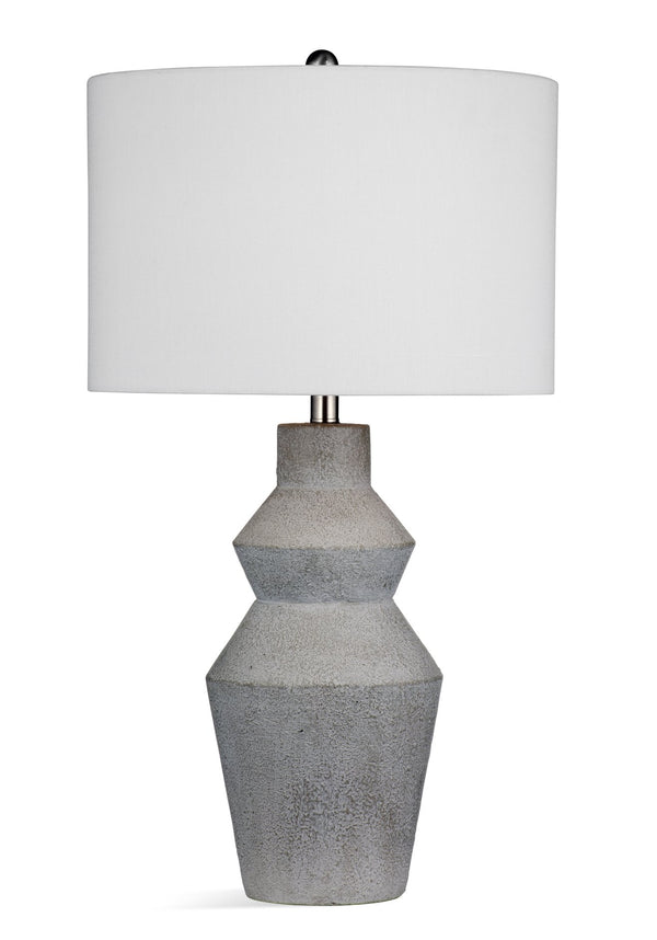 Basset Mirror Roster Table Lamp - Stylish Cement Design With Drum Shade For Modern Home Décor And Ambiance Gray Cement,Hard Back Linen Shade L4254t