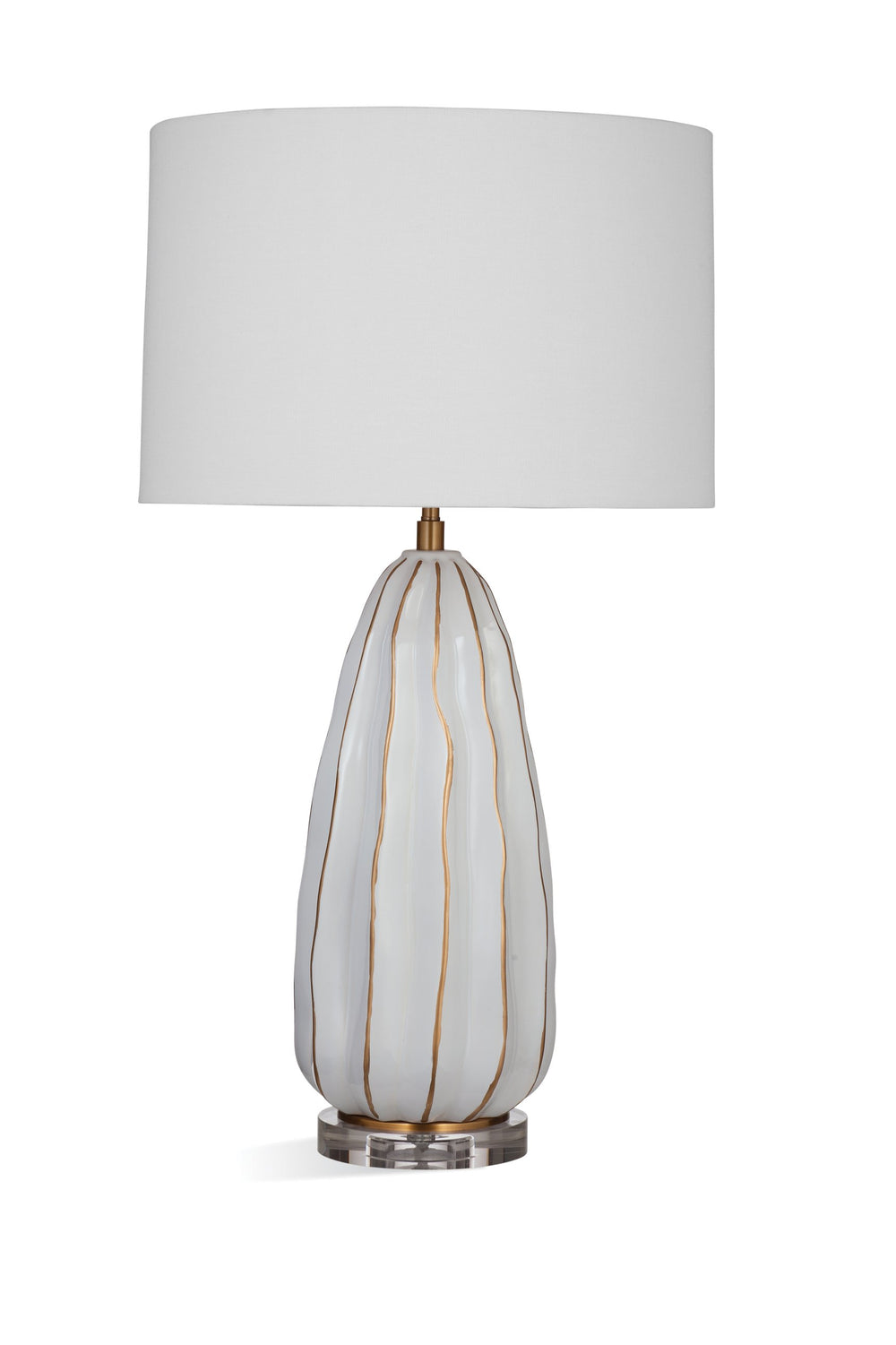 Basset Mirror Josephine Table Lamp - Elegant Ceramic Design With White Drum Shade For Modern Home Décor Style White Ceramic,Crystal,Hard Back Linen Shade L4260t