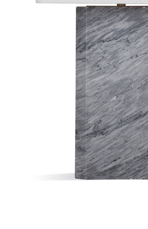 Basset Mirror Leed Table Lamp - Modern Gray Marble Base With Elegant White Linen Shade For Home & Office Décor Gray Marble,Hard Back Linen Shade L4296t