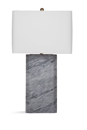 Basset Mirror Leed Table Lamp - Modern Gray Marble Base With Elegant White Linen Shade For Home & Office Décor Gray Marble,Hard Back Linen Shade L4296t