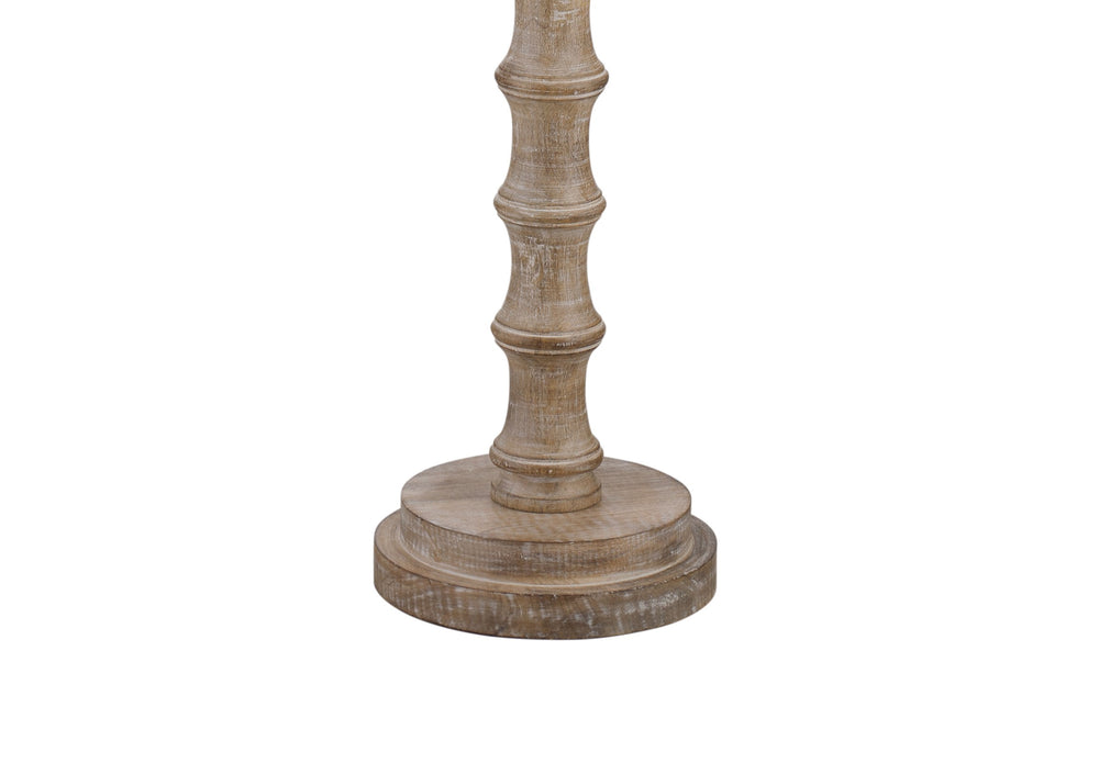 Basset Mirror Tonio Floor Lamp - Rustic Charm With Farmhouse Aesthetics & Organic Elegance For Any Space Brown Wood,Hard Back Linen Shade L4340f